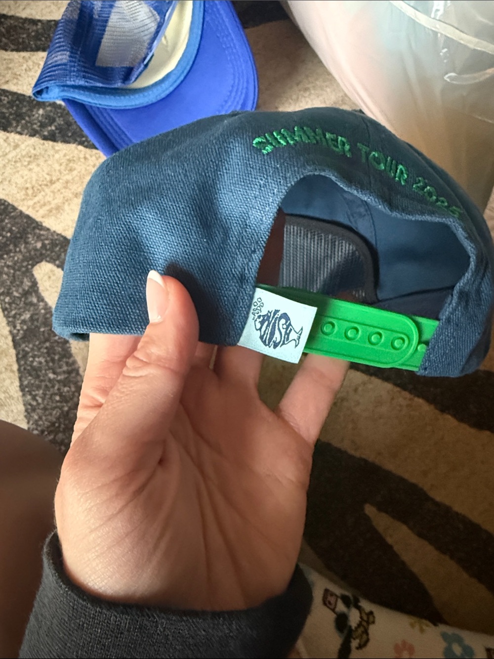 Phish Embroidered Logo Snapback Hat in Navy & Green - Picture 3 of 4